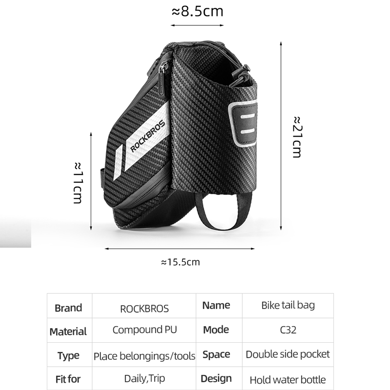 ROCKBROS Bicycle Tail Bag ≈1L  - đánh giá và giá Mountain Biking Waist Pack